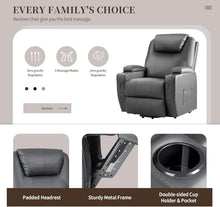UOPYNE Power Lift Lay Flat Recliner Chair for Elderly with Heat and Massage, Dual Motor Electric Reclining Chair with Side Pocket and Cup Holders for Living Room and Bedroom
