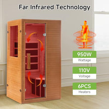 RESTISLAND 1 Person Infrared Sauna, Home Sauna Hemlock Wooden Indoor Dry Saunas Room, Low EMF 950W/110V Heaters Panels, Bluetooth Speakers, Reading Lamp