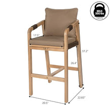 JONATHAN Y Porto Rope Acacia Wood Bar Stool Set of 2, Brown/Light Teak