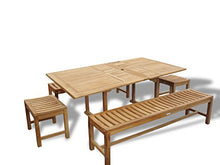 Windsor's Geniune Grade A Teak 82"x 39" Rectangular Dining Extension Table w/Two 72" Benches and Two 18" Benches, Seats 8-10,5 Yr Wrty, Teak Lasts A Lifetime!