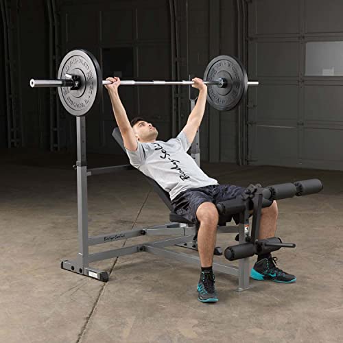 Body-Solid PowerCenter Olympic Bench - Versatile Weight Bench with Squat Rack, Bench Press Rack, and Leg Developer