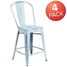 Flash Furniture 24 in Metal Indoor/Outdoor Counter Stool, Green, 4-Pack