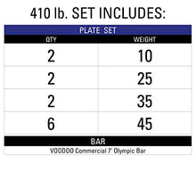 XMark Deadlift VOODOO Olympic Bar and 410 lb XM-3393 Hi-Impact Commercial Olympic Bumper Set Black