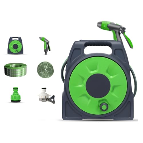 Etsuosy Garden Hose Reel Cart, ABS Plastic and Stainless Steel, 20m, with Spray Nozzle and Storage
