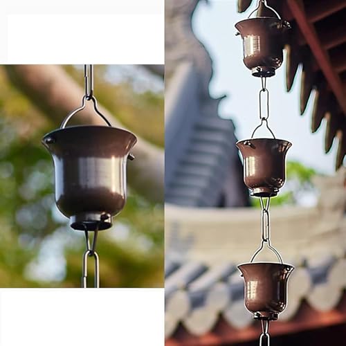 GVBNOTT Aluminum Alloy Rain Chain for Courtyard Temple, Outdoor Garden Decoration Chain for Roof Gutter Downspout, Customized Length Rainwater Catcher Chain，5m/16ft
