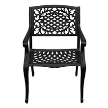 Oakland Living Modern Ornate Outdoor Mesh Aluminum 84-in Large Black Rectangular Patio Two Lazy Susans and Eight Chairs Dining Set