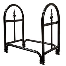 EliteBloom Heavy Duty Black Finish Wrought Iron Fireplace Firewood Log Rack 58 X 35 X 58 cm Small Wood Holder Rack for Stove/Fire Pit Indoor Use,