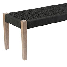 Armen Living Camino Indoor Outdoor Dining Bench Eucalyptus Wood Charcoal Rope Charcoal