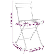 JKSVTF 3 Piece Folding Bistro Set Solid Wood Acacia and Steel, Garden Table and Chairs, Garden Chairs Set, Patio Set, Outdoor Table and Chairs, Gar