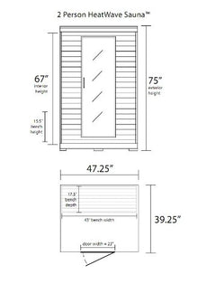 HeatWave Coronado SA2406 2 Person Sauna with Ceramic Heaters Bronze Tinted Tempered Glass Door Oxygen Ionizer CHROMOTHERAPY system Towel Hooks Magazine Racks and Sound