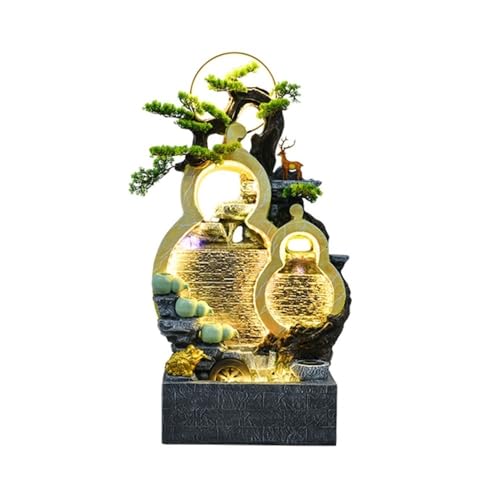 Outdoor Water Fountain Floor Standing Water Fountain, Feng Shui Office Home Decor(White)