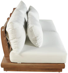 Meridian Furniture 111White-S2B Mirella Collection Modern | Contemporary Outdoor Patio 2pc. Modular Loveseat with Solid Teak Frame, Water Resistant Fabric, 74" W x 38" D x 27" H, White