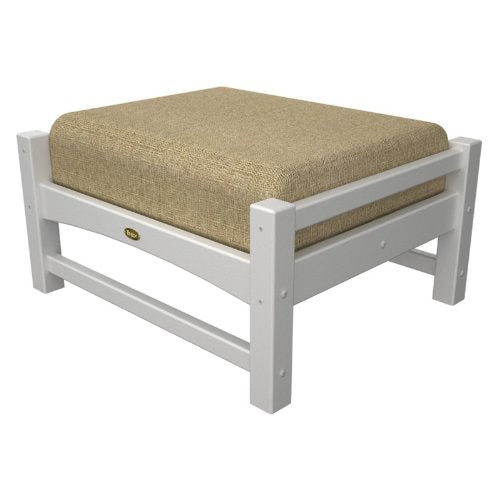 Trex Outdoor Furniture Rockport Club Vintage Lantern Ottoman with Navy Sunbrella Cushion