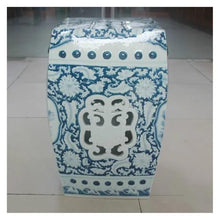 Tu Ye-US Decorative Garden Stools, Ceramic Stool Hand-painted Ancient Blue and White Landscape Painting Quartet Hollow Balcony Bathroom Porcelain Stool