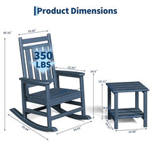 HDPE Rocking Chair Outdoor Set of 4 with 2 Side Table, High Back Rocker