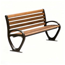 HYUIO 2-Person Metal Steel Benches Metal Park Bench Heavy-Duty Slatted Garden Bench with Backres for Garden Poolside Front Porch Courtyard Park(120cm/47in)
