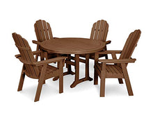 Polywood® Vineyard Curveback Adirondack 5-Piece Nautical Trestle Dining Set in Teak