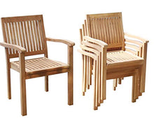 WholesaleTeak 5-Piece Grade-A Teak Wood Dining Set with 36" Round Table and 4 Stacking Arm Chairs Teak