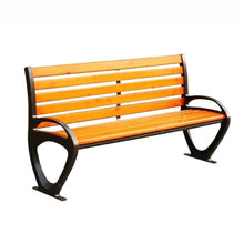 DINBOZ26X Park Bench Park Outdoor Bench Aluminum Chair Legs Wooden Seat Bench Double Rest Backrest Bench Outdoor Bench