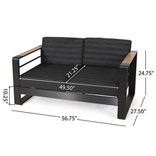 Christopher Knight Home Giovanna Outdoor Loveseat Dark Gray Natural Black Anodize