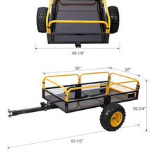 Heavy-Duty Tow-Behind Dump Cart 1000 Lbs Load Capacity, Solid Steel Bed Dump Cart for ATV UTV Lawn Mower Tractor Yard Garden Farm Hauling