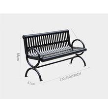 DorkTees Outdoor Patio Bench Wrought Iron Park Chair Double Black Metal Outdoor Long Backrest Community Square Welded Seat with(180 x 61 x 83 cm)