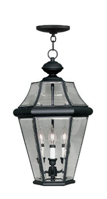 Livex Lighting 2365-04 Georgetown 3-Light Outdoor Hanging Lantern, Black