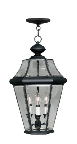 Livex Lighting 2365-04 Georgetown 3-Light Outdoor Hanging Lantern, Black