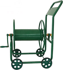 CFDZCP Outdoor Garden Hose Reel Garden Water Hose Reel Cart 4 Wheel ，Manual Crank Garden Hose Holder Green ， Outside Water Pipe Rack for Glass Cleaning, Flowers and Agricultural Irrigation
