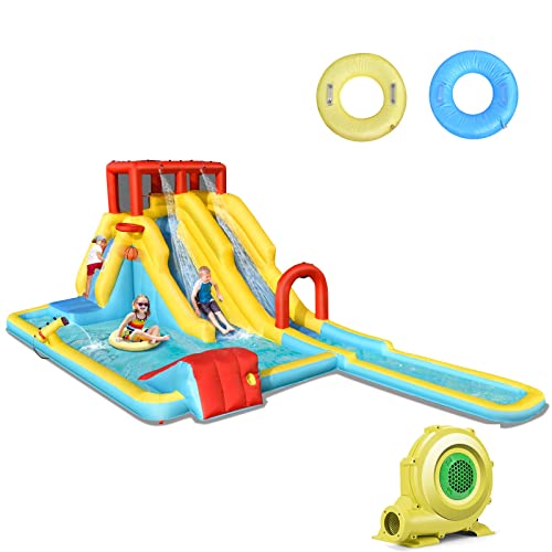 KOTEK Inflatable Water Slide for Kids Backyard Fun, with 950W Blower
