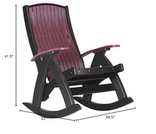LuxCraft Poly Comfort Rocker Recycled Plastic Outdoor Rocking Chair Cherrywood & Black