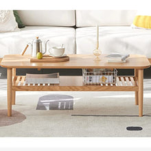 HASMI Living Room Table Two-Tier Coffee Table, Wood Coffee Table with Storage 40" Coffee Table, Wood Living Room Table with Shelves, Wood Outdoor Side Table (Color : B)