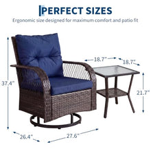 Hosslly Wicker Patio Furniture Set with Swivel Glider Chairs, Side Table