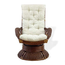 Alexa Swivel Rocking Armchair Dark Walnut Color Natural Rattan Wicker Handmade Design with Cushion