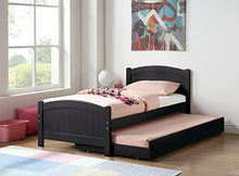 Kaimei Twin Size Bed with Trundle Black Pine Plywood Frame
