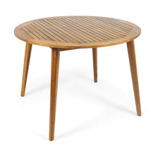 Merax Outdoor Patio Furniture Acacia Wood Round Dining Table, Water Resistant Finish Modern for Garden Kitchen Room, Teak