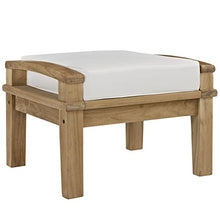 Modway EEI-1152-NAT-WHI-SET Marina Premium Grade A Teak Wood Outdoor Patio Ottoman, Natural White
