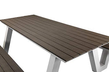 Pangea Home Lukas Picnic Table, White Frame and Teak Polyresin