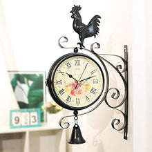 RJYYYDS Outdoor Garden Clock Weatherproof Retro Station Wall Double Sided with Outside Bracket 31x50cm Easy to Hang