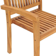 KBHRENP Solid Teak Wood Stacking Garden Chairs Set of 8 with Anthracite Cushions, Rustic Elegance Outdoor Dining Furniture for Patio and Garden, Durable Stackable Seating