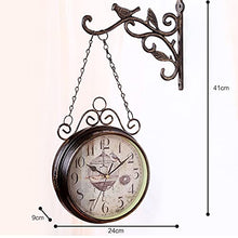NUHSLF Double-Sided Outdoor Garden Clock - Wrought Iron Fashion Wall Metal ClockClock with Bell Shape