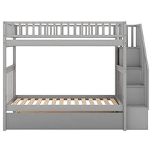Merax Twin Over Twin Bunk Beds with Staircase and Trundle Grey