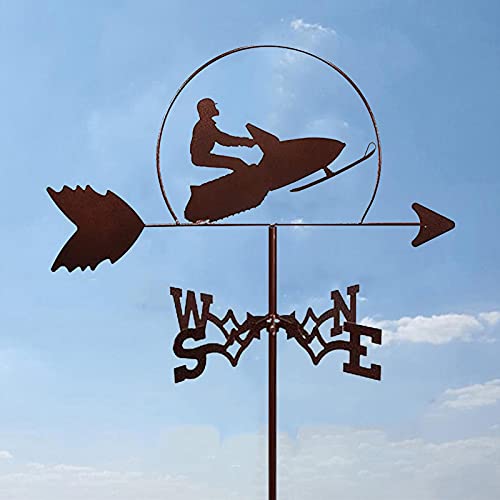 Yacht Ornament Weathervane Windblown Metal Weathervane with Wind Direction Indicator Outdoor Metal Bracket Weather Vane Garden Courtyard Decoration Professional Measuring Tools