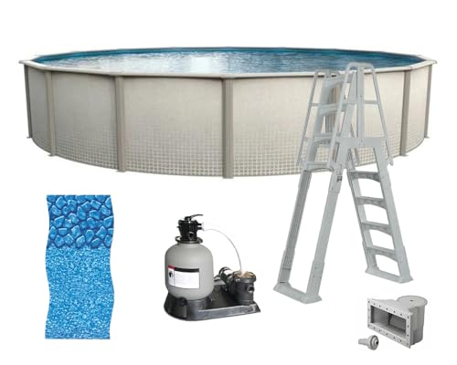 Crystal Bay Above Ground Pool Package - Featuring: Sand Filter, Pump, Filter, and A Frame Ladder (24')