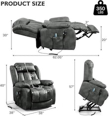 UOPYNE Extra Large Dual Motor Power Lift Recliner with Heat & Massage