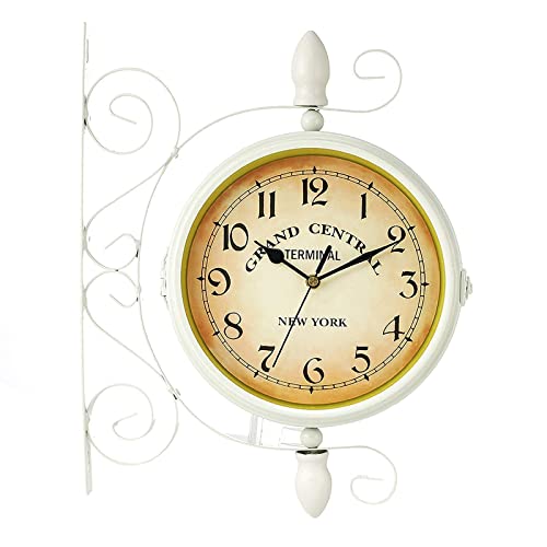 saditesdk Wall Clock, Outdoor Garden Wall Clock, 14 Inch 360°Rotation Station Wall Clock Double Sided Garden Clockcket Waterproof Outdoor Clock Indoor Outdoor Decoration Outside Clock，