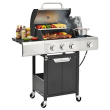 EUHOME 3 Burner Propane Gas Grill with Side Burner, 40,500 BTU BBQ Grill