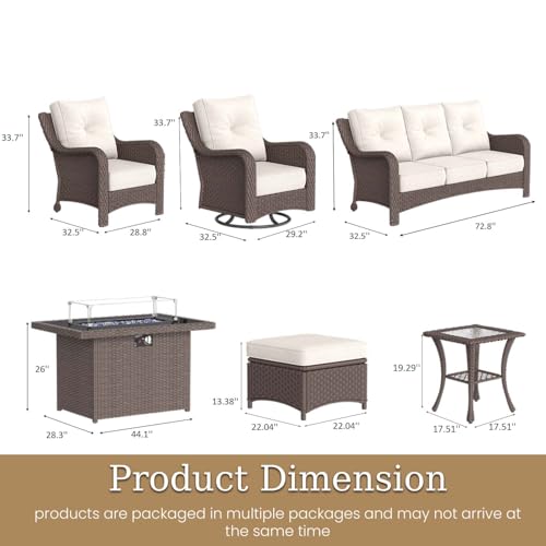 Aeeiua 10 Piece Patio Furniture Set with Fire Pit Table