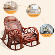 Chinese Rattan Lounge Chair, Rocking Chair for Patio, Garden Balcony Hand-Woven Rattan Chair, Let You Enjoy Relaxing(Red,160 * 100 * 68cm)