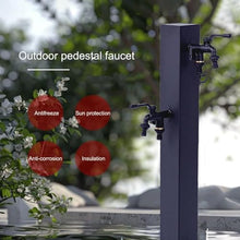 PUCNHZYNW Black Freestanding Garden Water Column with 2 Double Outlet Faucet Hose Stand 304 Stainless Steel Outdoor Antifreeze Faucet Water Tap